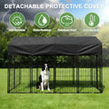 Outdoor Secure Wire Crate Kennel UV-Resistant Heavy Duty Welded Wire Steel Dog Playpen Fence with Door for Small/Medium Dogs