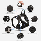 Dog Harness Reflective Chest No Pull Adjustable for Small Medium Large Dogs Outdoor Walking