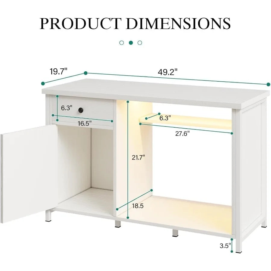 55 Gallon Fish Tank Stand with LED Light and Power Includes Drawer and Barn Door Storage