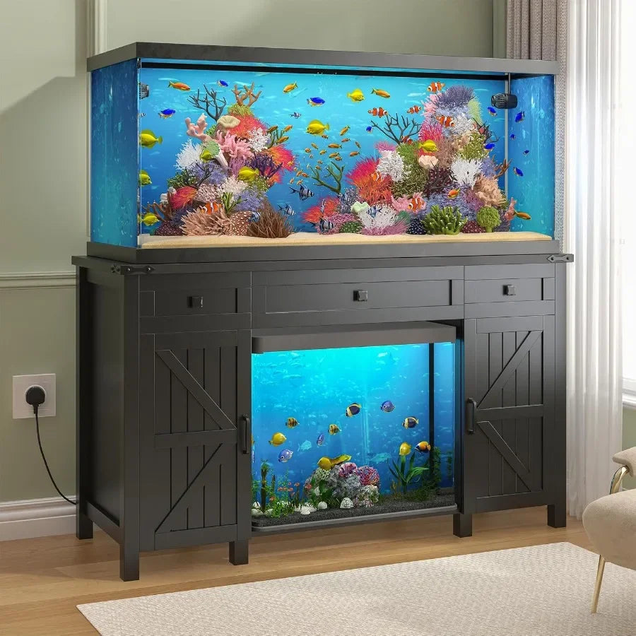 5575 Gallon Aquarium Stand with Charging Station and Cabinet