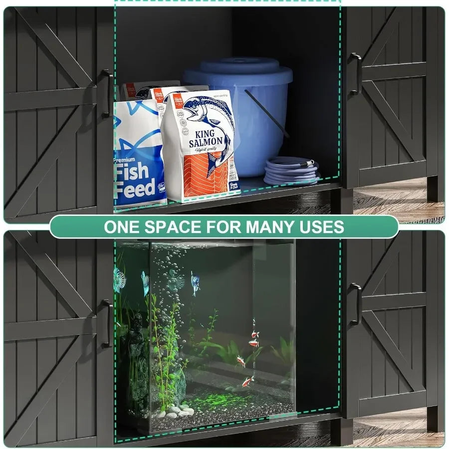 5575 Gallon Aquarium Stand with Charging Station and Cabinet