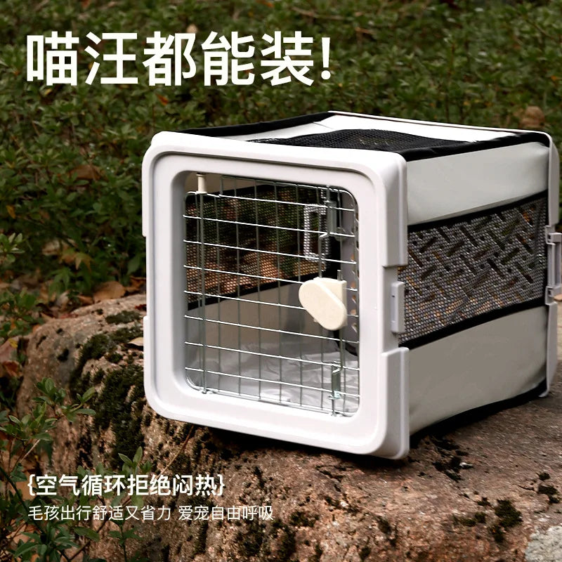 Twist Folding Cat Dog House Pet Travel Cage Car Portable Breathable Cage Oxford Cloth Wear-resistant Travel Bag Crate