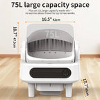 Automatic Cat Litter Box Self-Cleaning - App Control, Open Design, Smart Health Monitoring, Suitable for Medium Cats and Kittens, Anti-Pinch Safety, Quiet Operation, Trusted Companion for Your Life - White