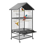 Breeding Cage - Large Aviary with Casters Removable Tray & Feeders Indoor/Outdoor