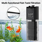 Aquarium Fish Tank Filter 4 in1 Water Purification Circulation Pump Small Built-in Submersible Pump Silent