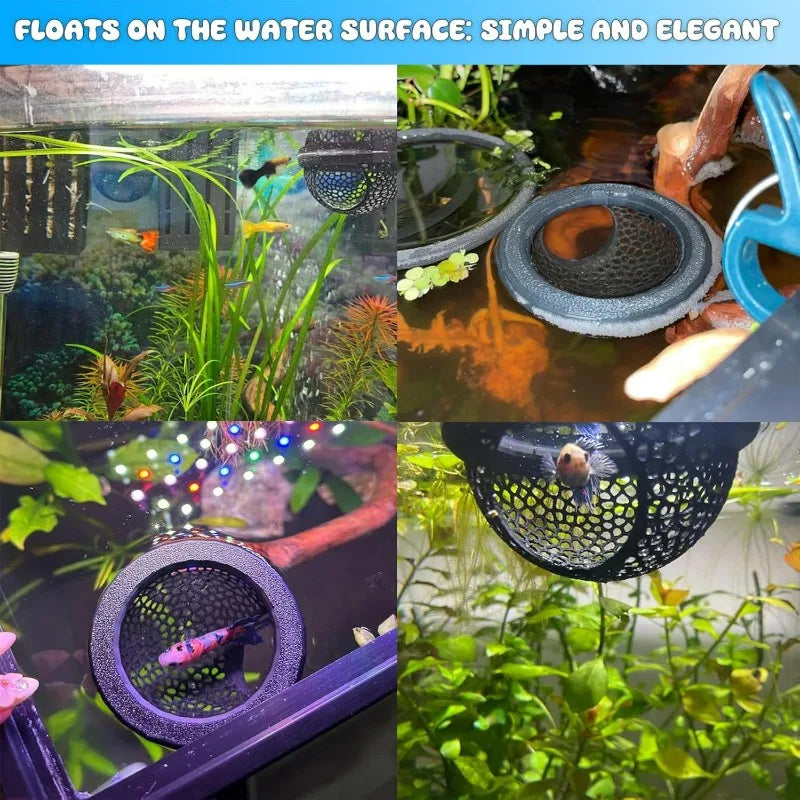 Floating Betta Hide & Shrimp Cave Aquarium Decor 3-in-1 Hammock Feeding Ring