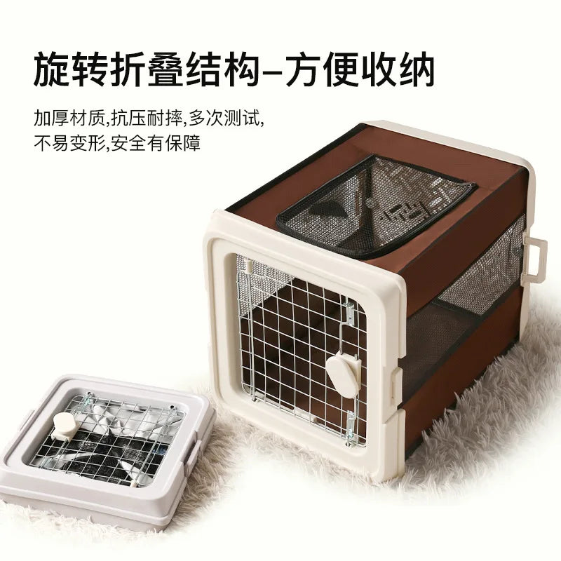 Twist Folding Cat Dog House Pet Travel Cage Car Portable Breathable Cage Oxford Cloth Wear-resistant Travel Bag Crate
