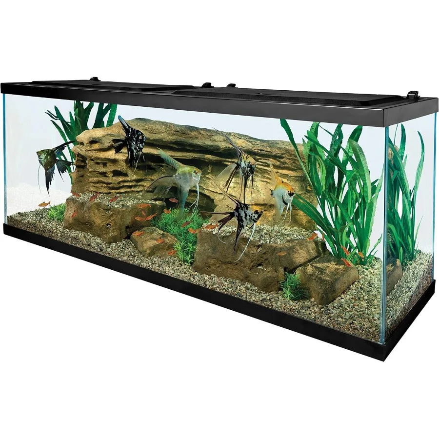 55 Gallon Glass Aquarium Fish Tank with Builtin Filtration System