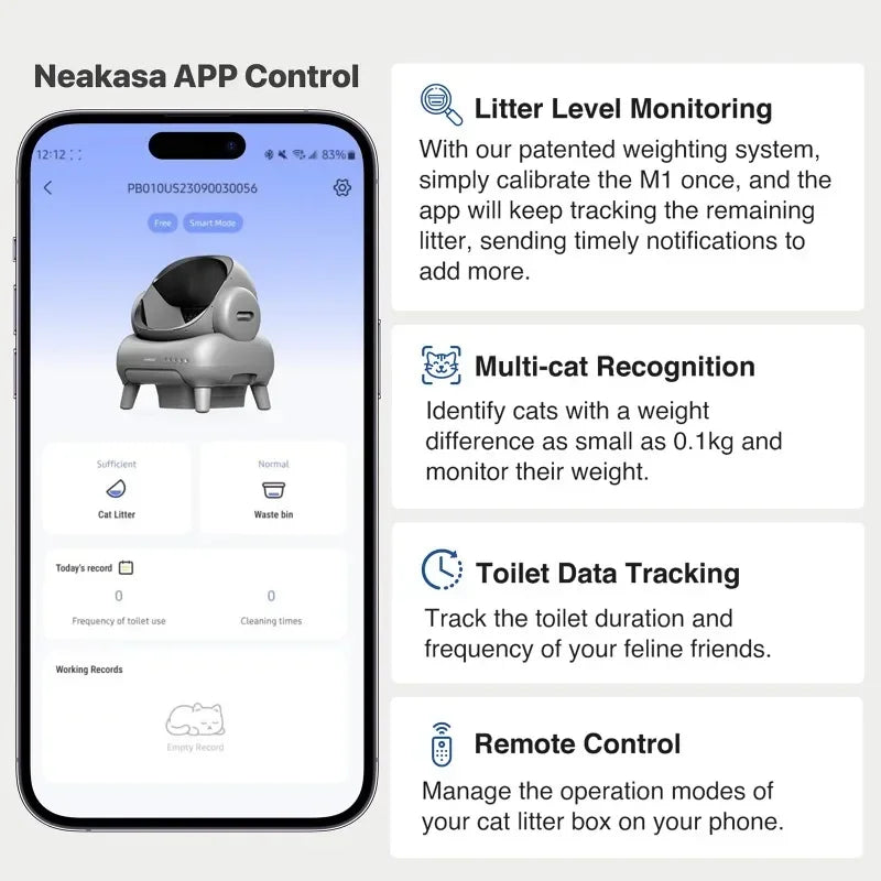 Large Low noise Odor Eliminator App Control Intelligent Electric Self Cleaning Smart Automatic Cat Litter Box