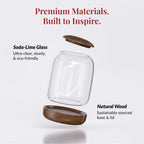 Exclusive Glass Terrarium, Natural Wood lid and Base. Excellent for Plants and Decoration