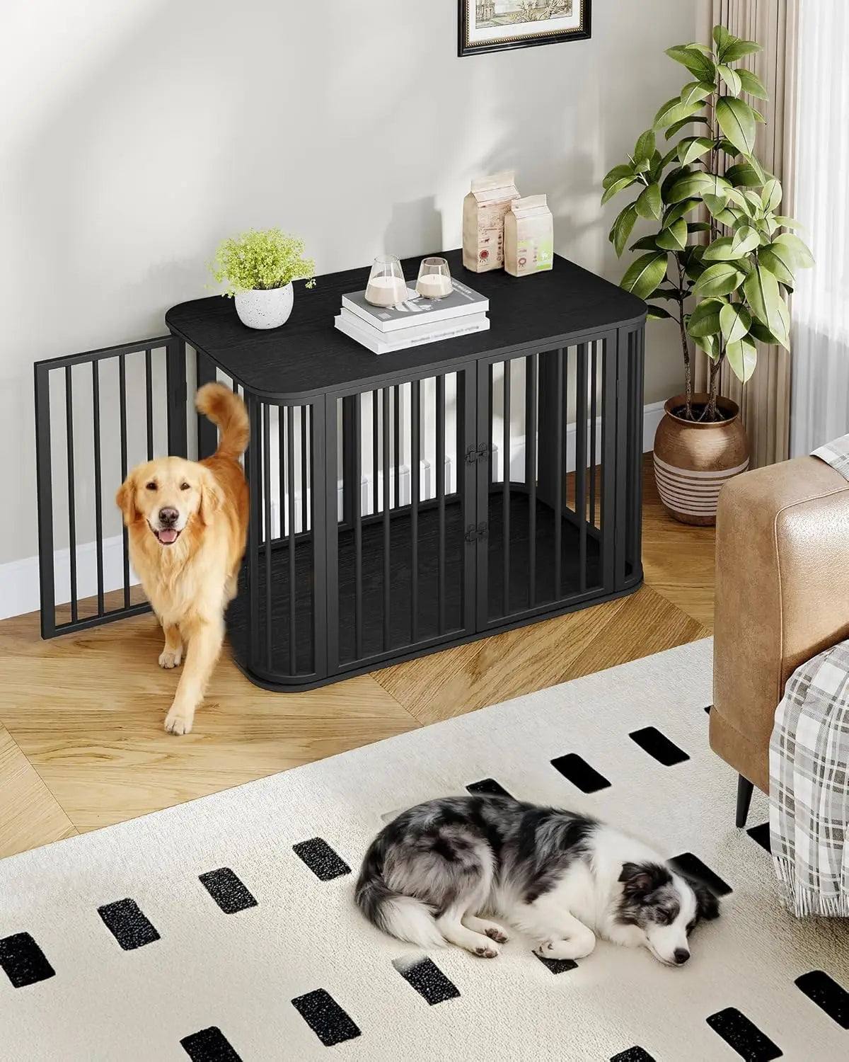 40" Modern Dog Crate Furniture, Indoor Kennel Cage