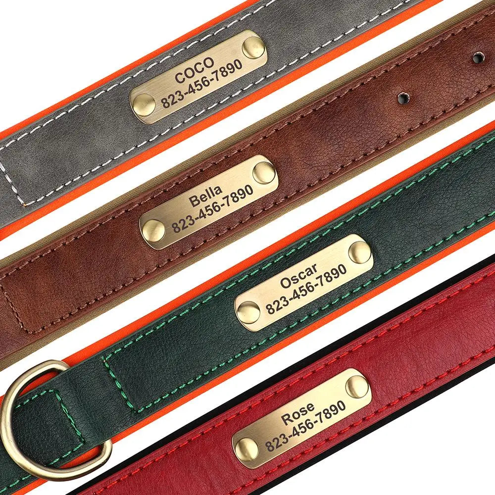 Personalized Dog Collar Custom Engraved PU Leather Dog Collars Free Engraving For Small Medium Large Dogs