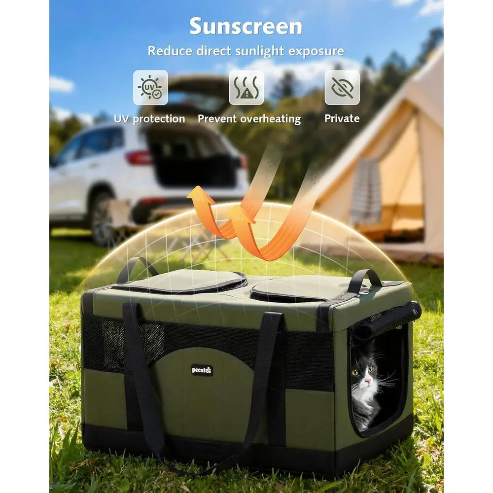 Large Pet Double Cat Dog Crate with Breathable Mesh, Vet