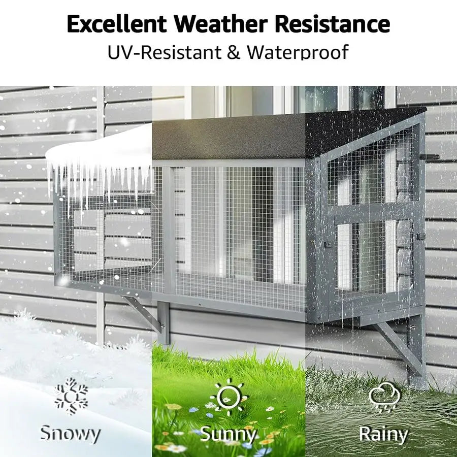Cat Catio, Window Box Enclosure for Indoor Pets Secure Comfortable Window Perch