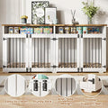 72 Inch Dog Crate Furniture for 2 Dogs Wooden Indoor Kennel with 4 Doors