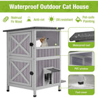 Cat House Indoor Outdoor Waterproof Kitty Shelter for Winter,  2-Story