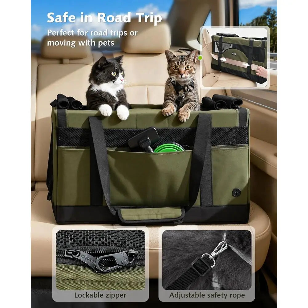 Large Pet Double Cat Dog Crate with Breathable Mesh, Vet