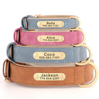 Personalized Dog Collar Custom Engraved PU Leather Dog Collars Free Engraving For Small Medium Large Dogs