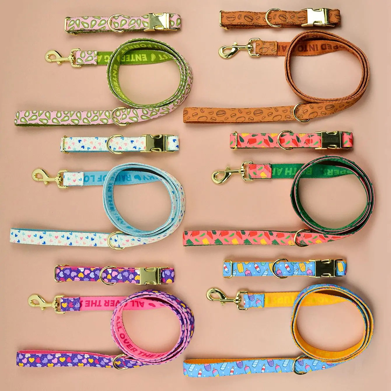 Luxury Colorful Season Adjustable Dog Collar And Leash Set For Small Medium Large Dogs