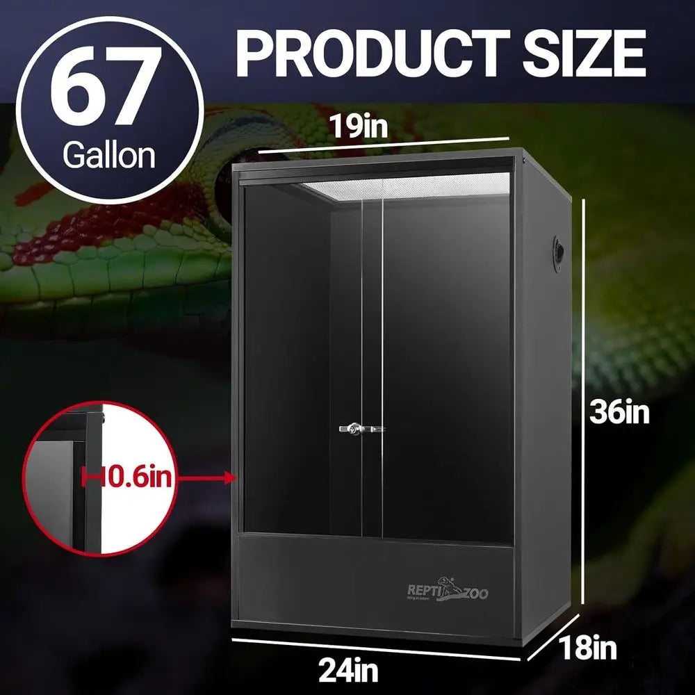 24x18x36 Inch 67 Gallon Reptile Enclosure Sliding Door Ventilation for lizards snakes