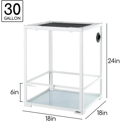 30 Gallon Glass Terrarium with Double Hinge Door for Bearded Dragons, Geckos, Lizards, and Snakes