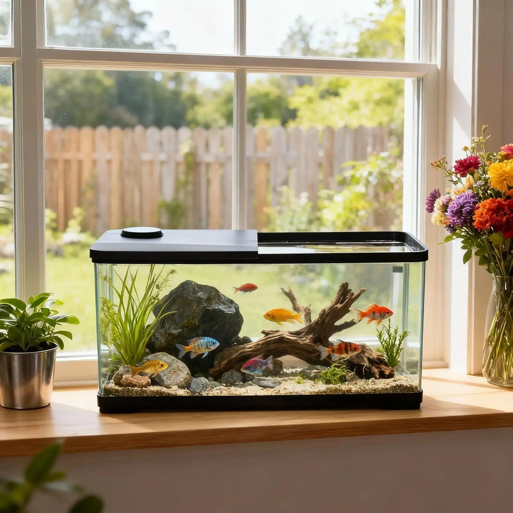 Complete 13-Gallon Aquarium Kit – Fish Tank with LED Light & Lid
