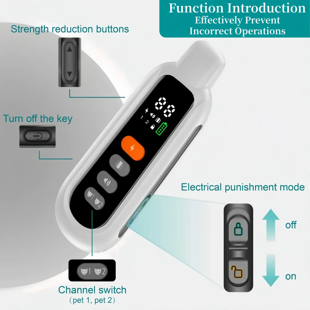 3300FT Electric Dog Training Collar Remote Control Waterproof  6-120lbs Puppy With Shock Vibration Anti-barking