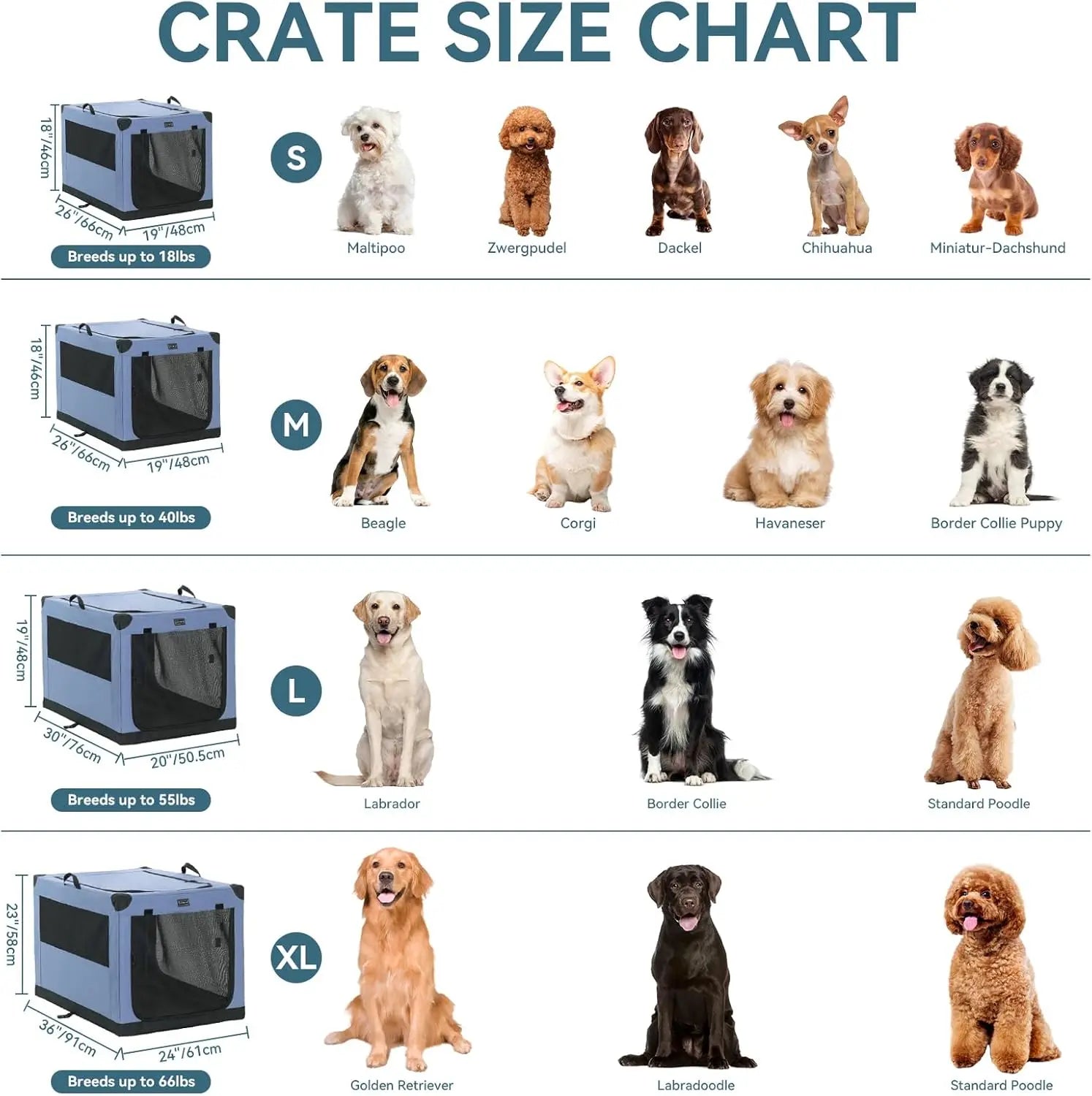 Adjustable Portable Dog Crate Collapsible Design for Medium/Large Dogs