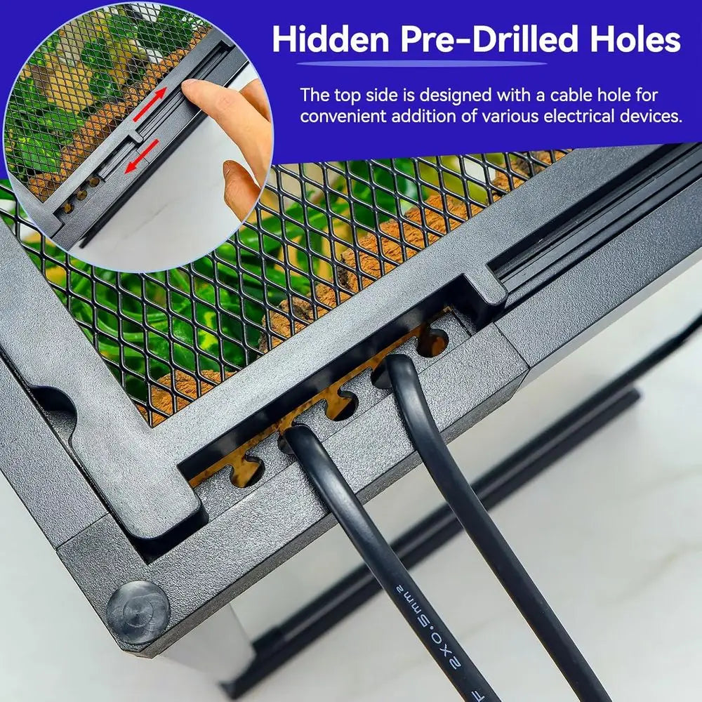 24x18x18 Inch 35 Gallon Glass Terrarium for Bearded Dragons, Chameleons, Geckos - Multi-Pet Enclosure with Front Access, Ventila