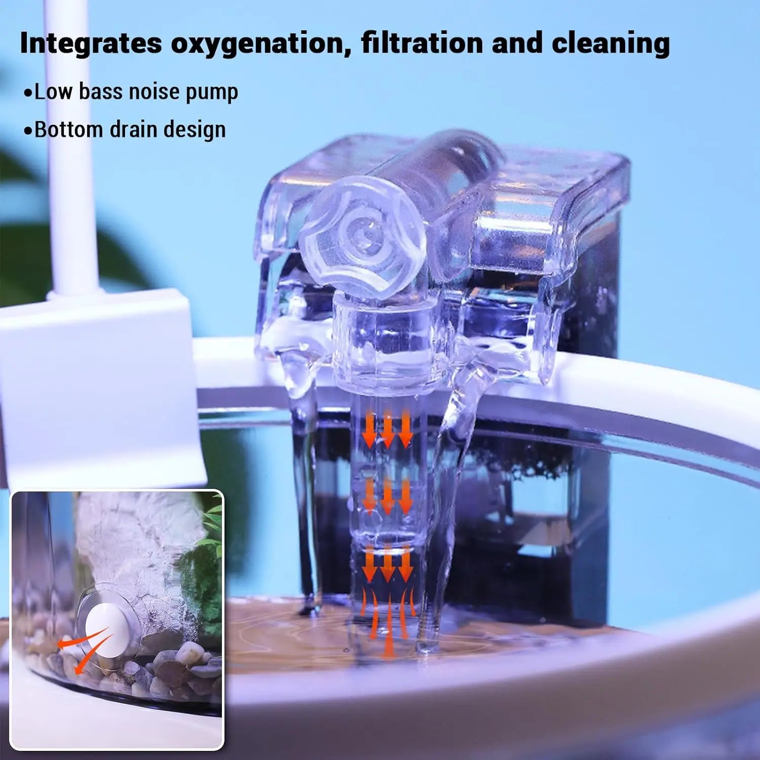 1.5 Gallon Fish Tank Quiet Filter LED Light Oxygen Generator Acrylic HD View