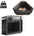 44" Corner Dog Crate with 2-Tier Shelves, Wooden Kennel Furniture for TV Stand, Indoor Pet Enclosure for Small/Medium Dogs