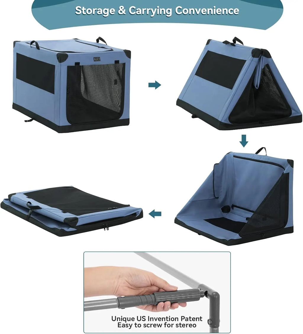 Adjustable Portable Dog Crate Collapsible Design for Medium/Large Dogs