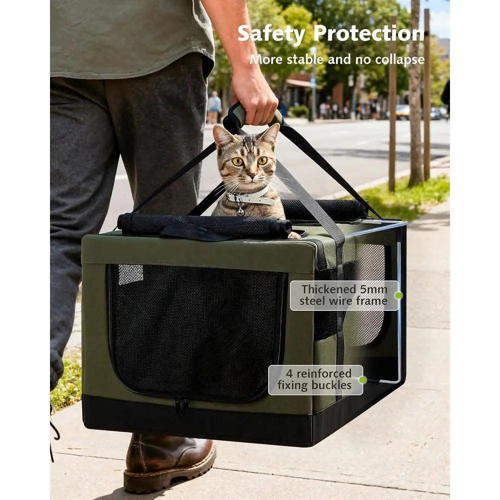 Large Pet Double Cat Dog Crate with Breathable Mesh, Vet