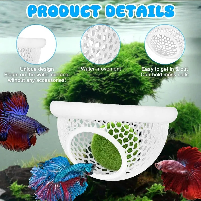 Floating Betta Hide & Shrimp Cave Aquarium Decor 3-in-1 Hammock Feeding Ring