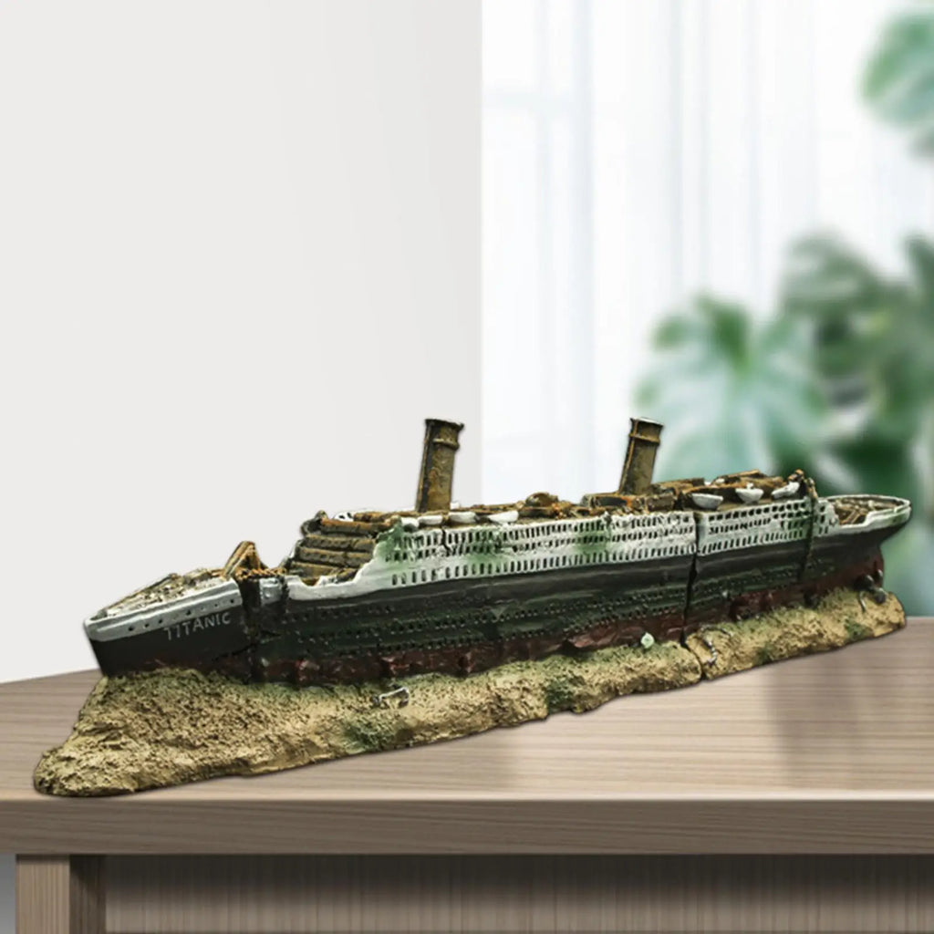 Aquarium Fish Tank Titanic Boat Ornament Shelter