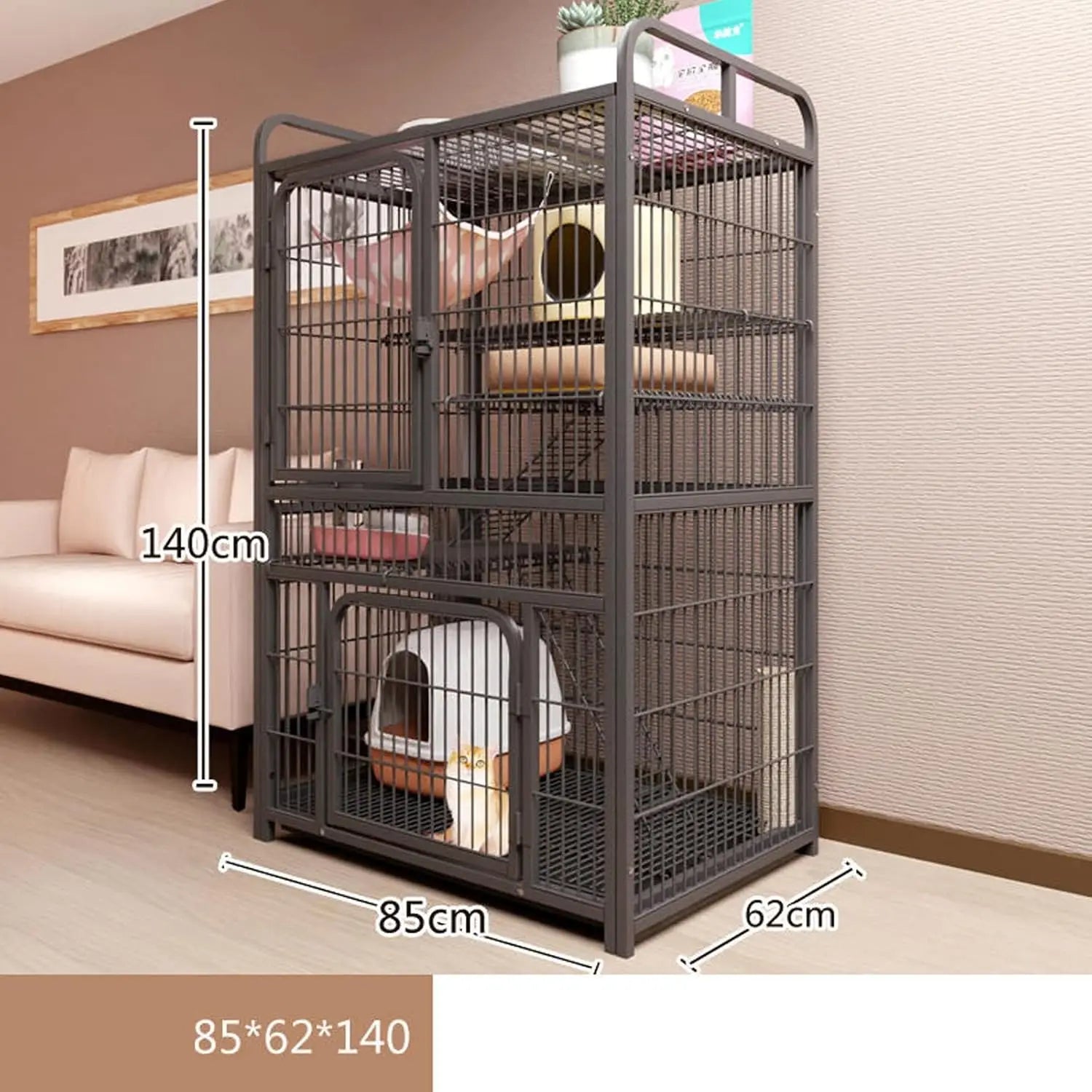 Cat Cage Indoor Metal with Tray And Storage