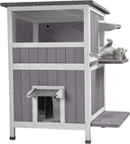 Cat House Indoor Outdoor Waterproof Kitty Shelter for Winter,  2-Story