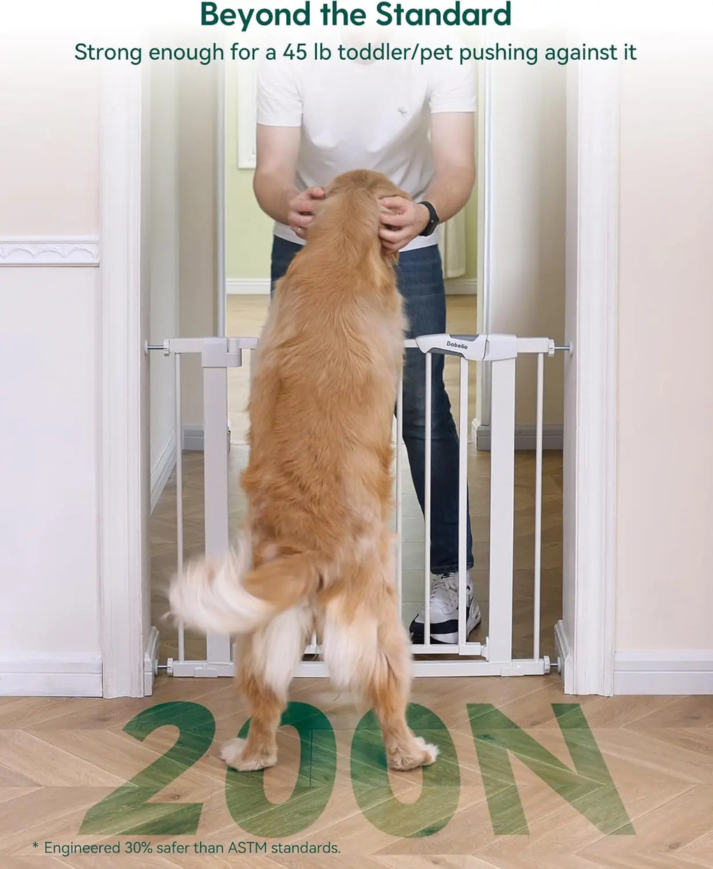 Adjustable Pressure-Mounted Safety Gate with Auto-Close, Fits 26''-40'' Baby, Child, Pets