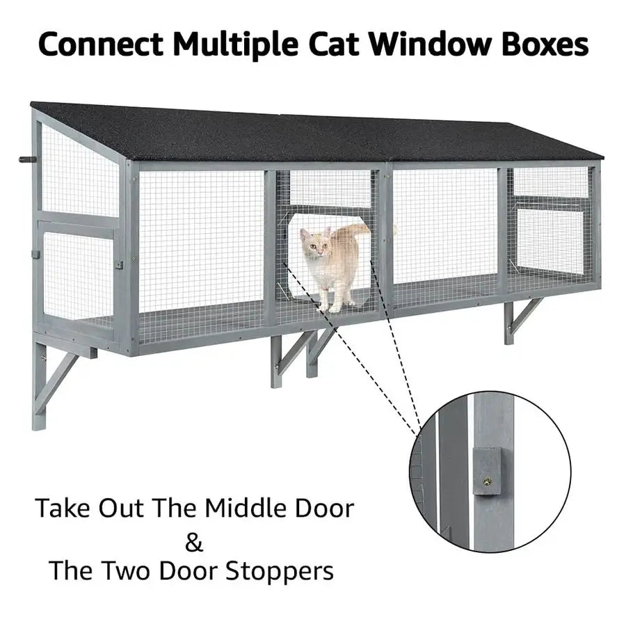 Cat Catio, Window Box Enclosure for Indoor Pets Secure Comfortable Window Perch