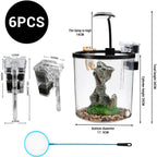 1.5 Gallon Fish Tank Quiet Filter LED Light Oxygen Generator Acrylic HD View
