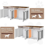 72 Inch Dog Crate Furniture for 2 Dogs Wooden Indoor Kennel with 4 Doors