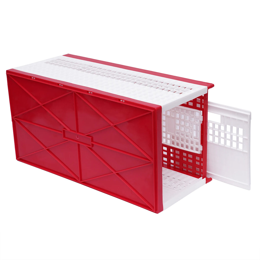 3-Door Foldable Red Pigeon Cage with Handle