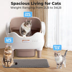 Self Cleaning Litter Box, Automatic Cat Litter Box with APP Control, Odor-Free  Large Waste Bin, Open-Top for Multi Cats