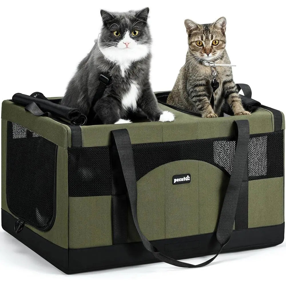 Large Pet Double Cat Dog Crate with Breathable Mesh, Vet