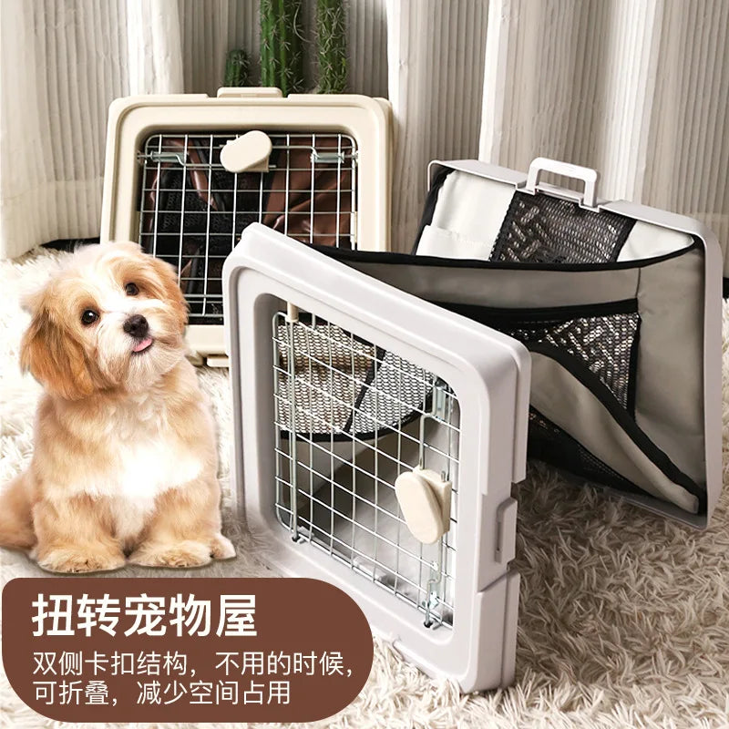 Twist Folding Cat Dog House Pet Travel Cage Car Portable Breathable Cage Oxford Cloth Wear-resistant Travel Bag Crate
