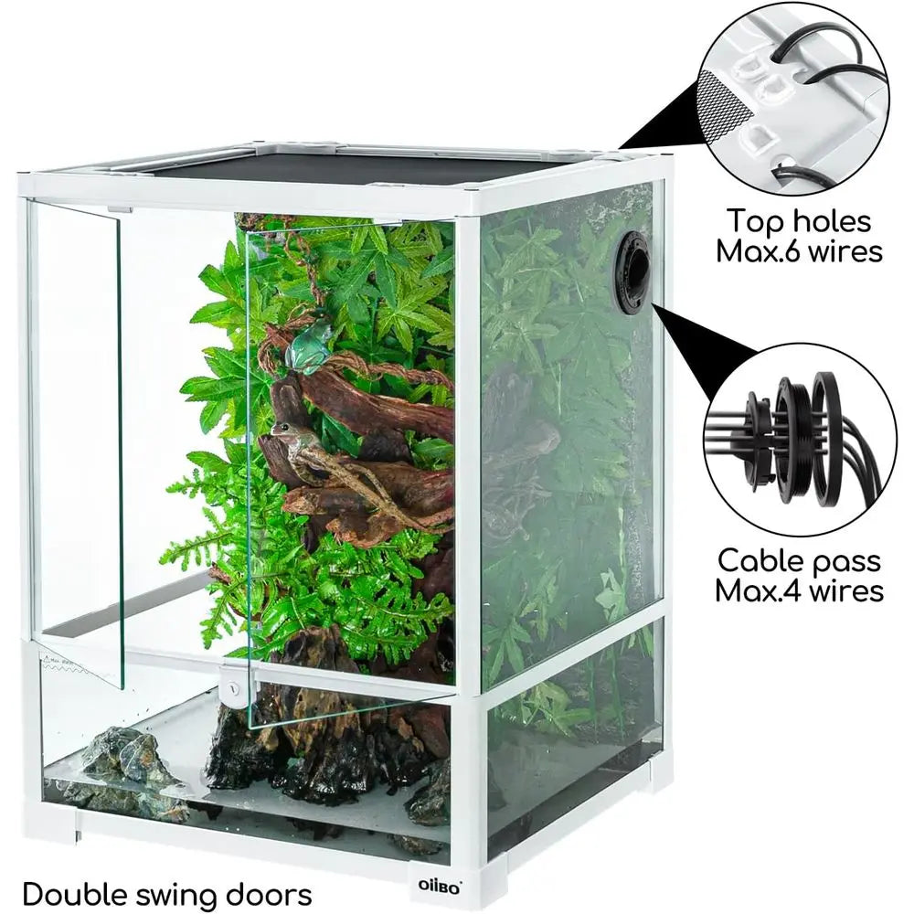 30 Gallon Glass Terrarium with Double Hinge Door for Bearded Dragons, Geckos, Lizards, and Snakes