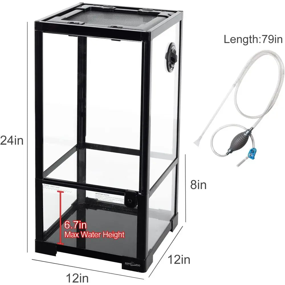 15 Gallon Glass Terrarium for Small Reptiles - Chameleons, Tree Frogs, Geckos, Lizards