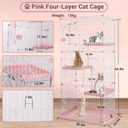 4 Tire Large Cat Cage, Crate Outdoor,Indoor Cat Enclosure Cat Kennel Playpen 3 Shelves,