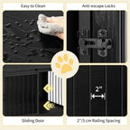 27.2" Wooden Dog Crate Furniture with Barn Door, Heavy Duty Kennel for Small Medium Dogs up to 22 lb, Anti-Chew Anti-Escape