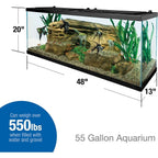 55 Gallon Glass Aquarium Fish Tank with Builtin Filtration System